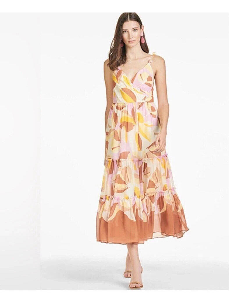 Sachin + Babi Womenâs Multicolor Dalia Floral Strap Midi Dress New Size 0